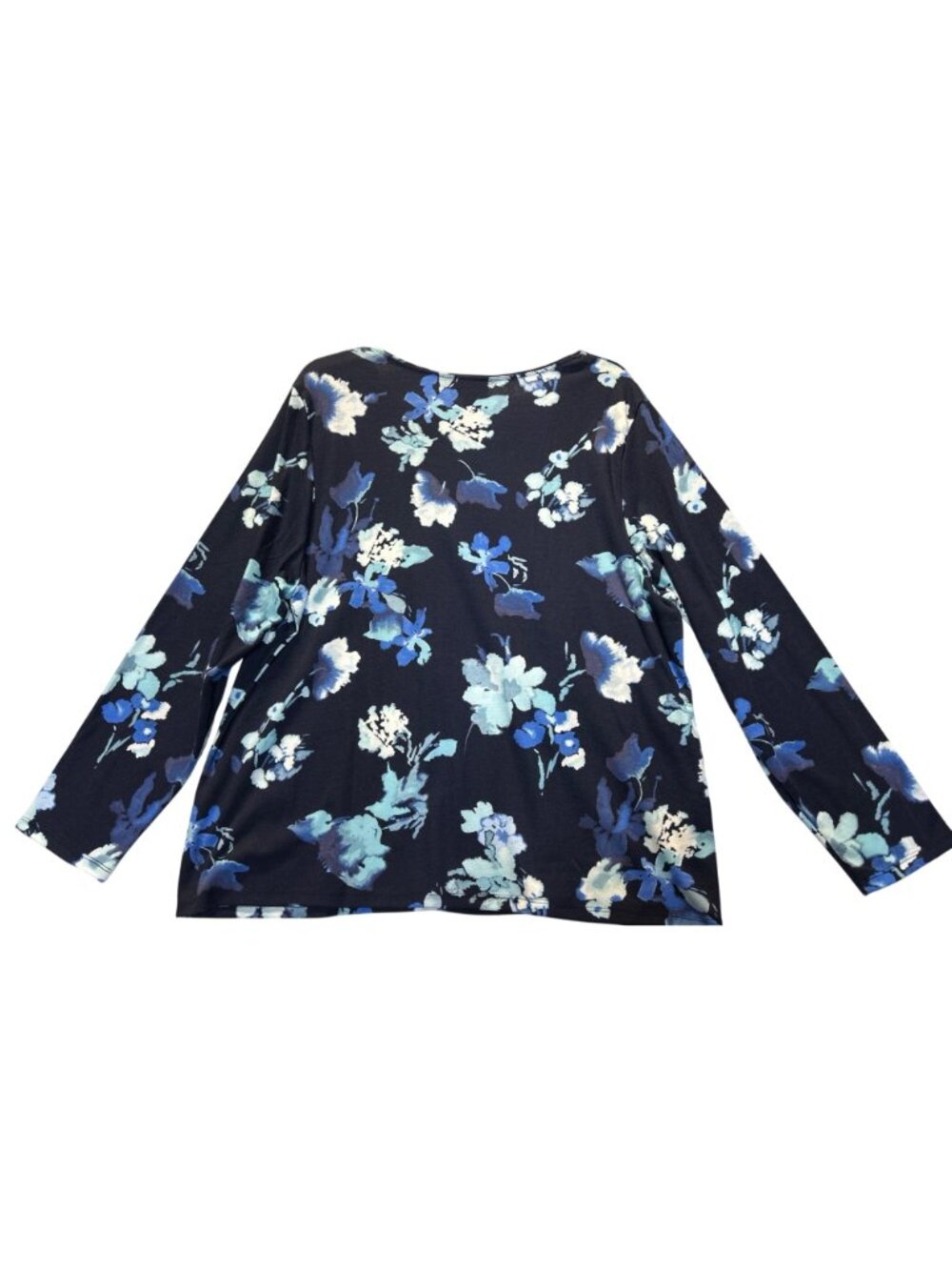 Style & Co Womens Plus Size 3X Long Sleeve Floral Print Top Indust Blue CMB - Picture 2 of 9